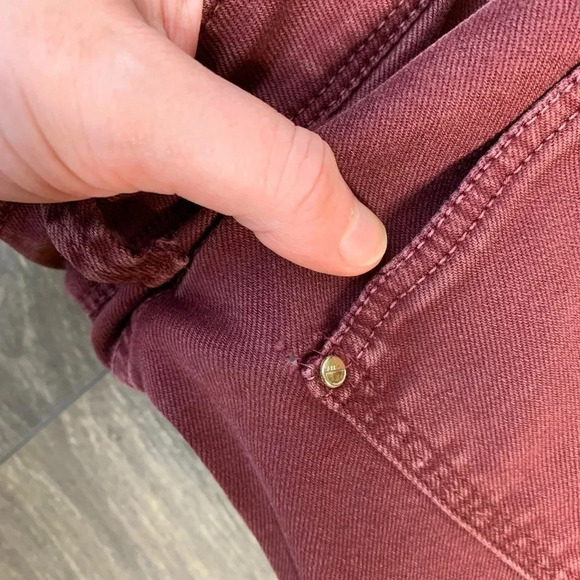 Zara Women's Skinny Jeans Coloured denim Slim Mid rise Maroon burgundy size 2 - Picture 10 of 16